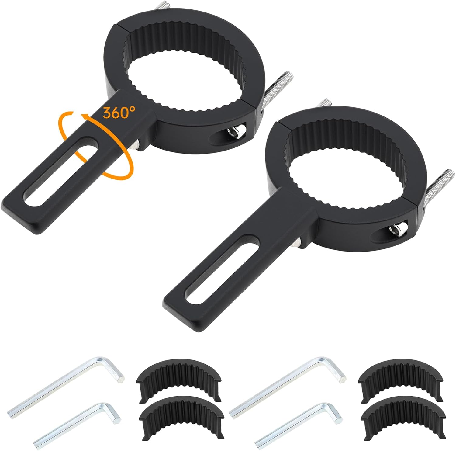 Windance Pack of 2, Light Bar Mounting Bracket, Foglight Clamp Auxiliary Light Fork Tube Clamps for Motorcycle Bicycle Scooter Mountain Bike ATV UTV (Large)