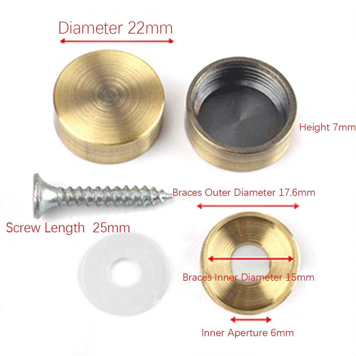 Unifizz Mirror Screws, 22mm Copper Mirror Nails with Decorative Caps - Image 2