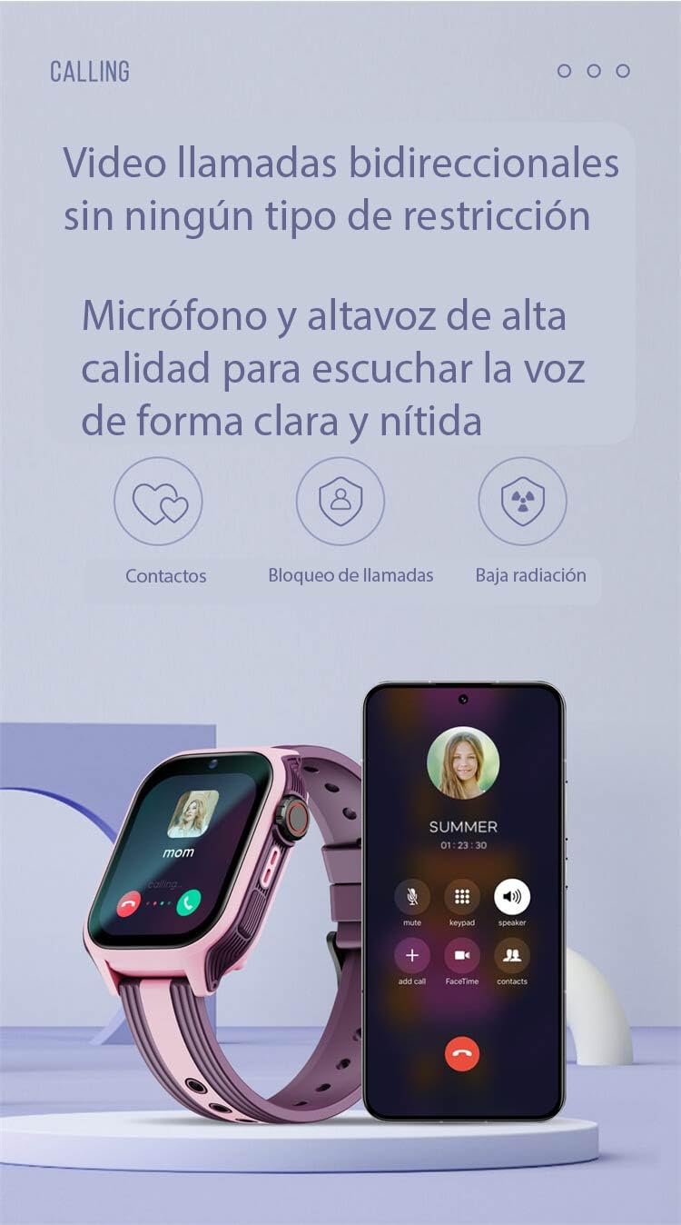 Genérico Orologio intelligente SIM per bambini con schermo tattile, cinturino regolabile, disponibile in rosa e blu (blu)