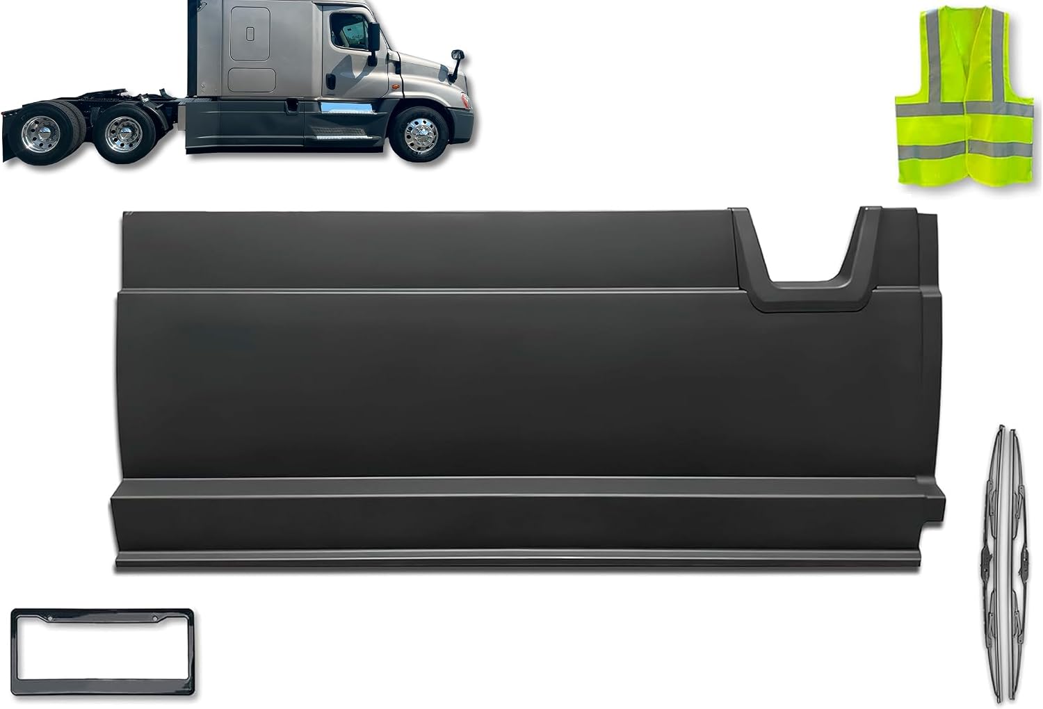 KOZAK Middle Step Fairing Panel w/tank Opening Right Passenger Side Compatible with Freightliner Cascadia 2008-2017 Includes Logo, 2X 22 Windshield Wipers, License Plate Frame, and Reflective Vest