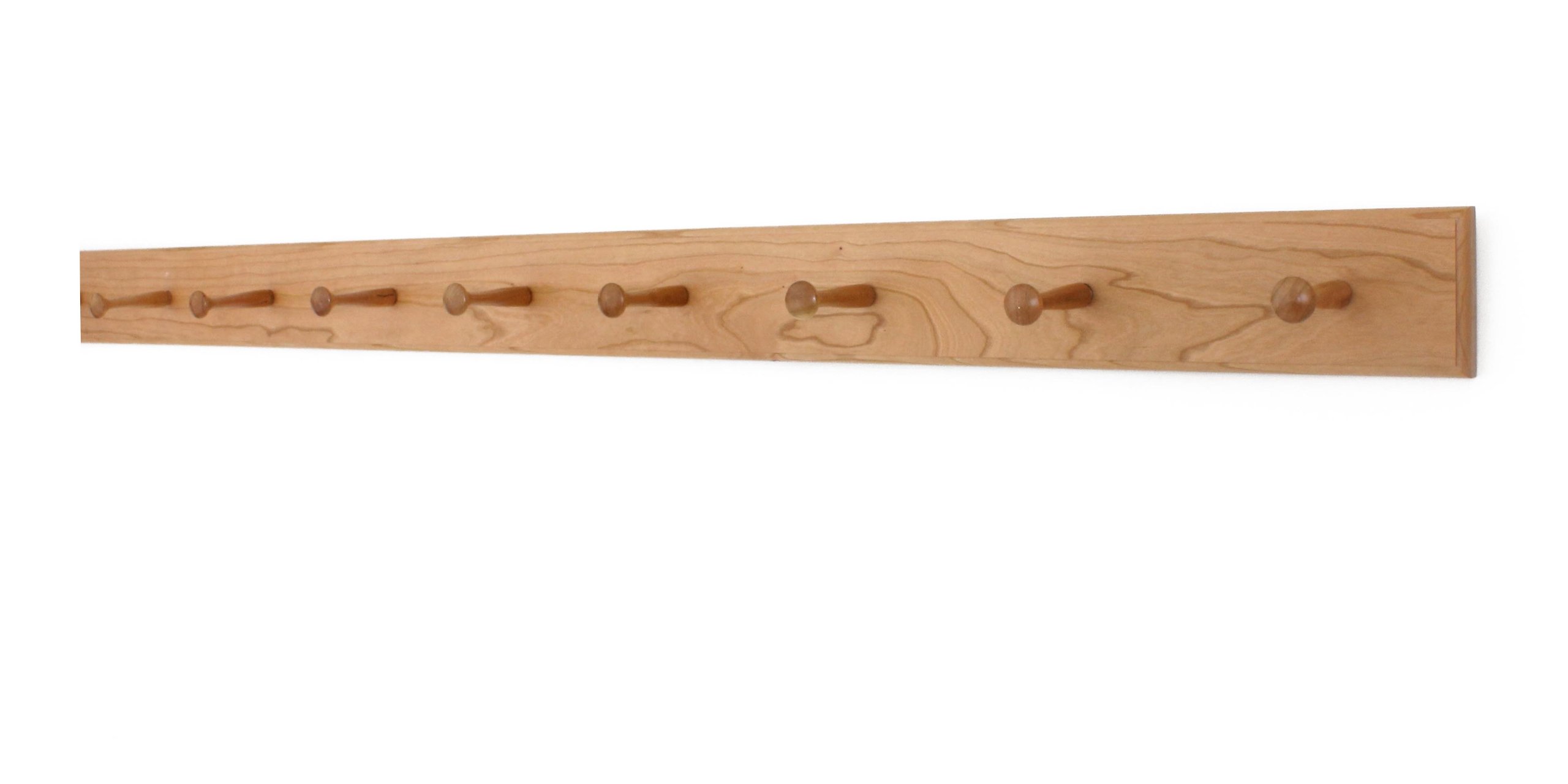 Solid Cherry Shaker Peg Racks (Natural, 47" x 3.5" with 8 pegs)