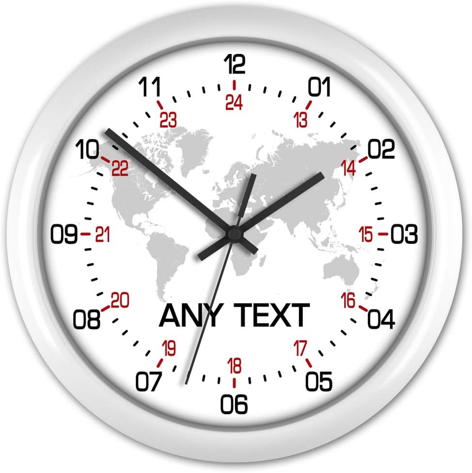 24 Hour Clock #01 Large Radio Operator Any City Country Time Zone Zulu Call Sign or Your own Text