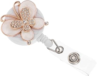 Cabilock Heavy Duty Lanyard Decorative Retractable Badge Holders Badge Clip Holder Rhinestone Id Badge Reel Clip Holder with Alligator Clip for Office Hospital Nurse Lanyard