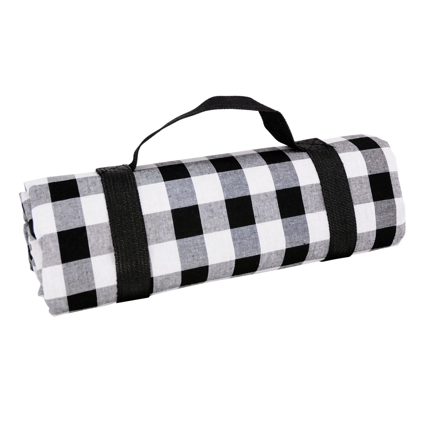 Les Jardins de la Comtesse - Nappe de Picnic Carrée à Carreaux Noirs Montaigne - Coton et Revers Etanche Polyester - 140 x 140 cm - Noir/Blanc - 2/4 Personnes - Tapis/Couverture Pique Nique