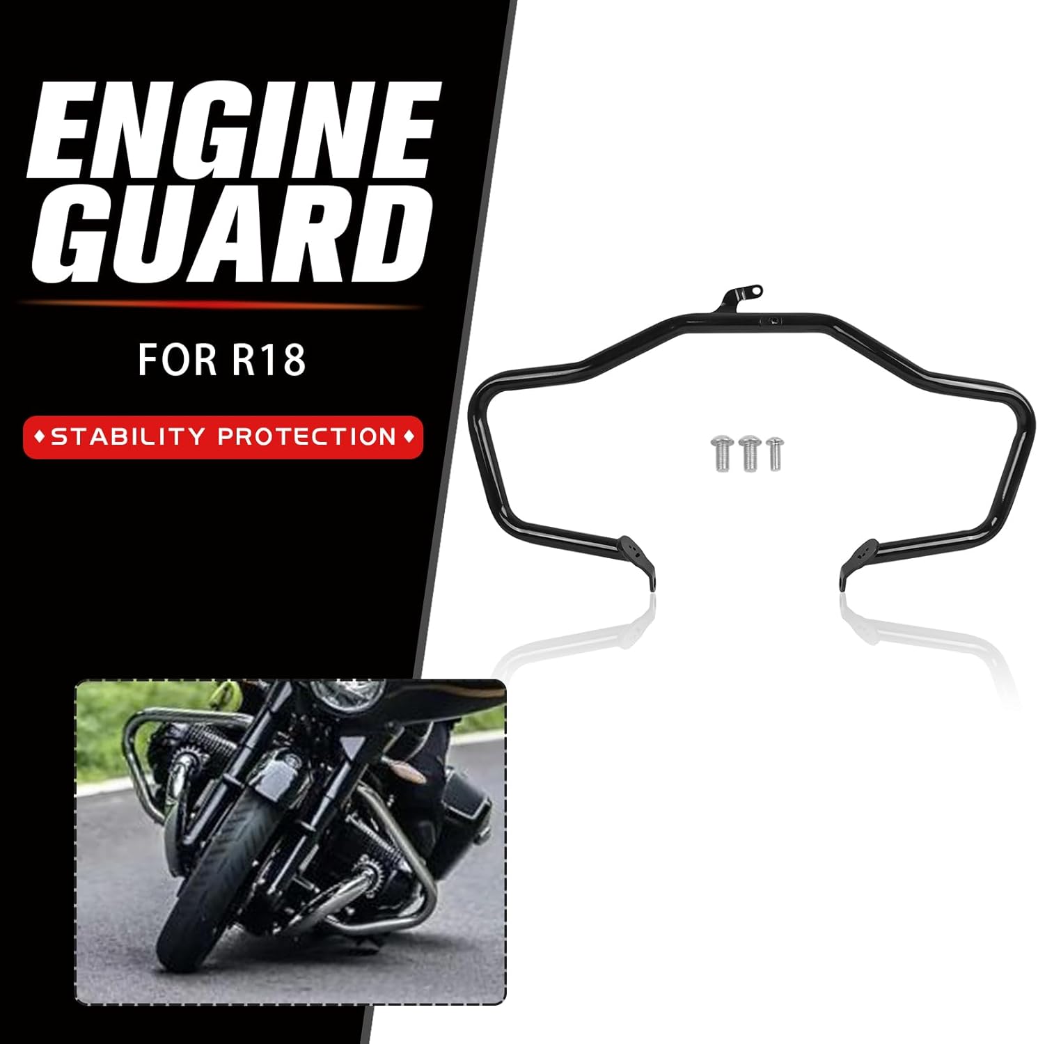 Highway Crash Bar Engine Guard Replacement for BMW R18 2020-2025 R18 B 2021-2025 R18 Classic Transcontinental 2021-2025 R18 Roctane 2023 2024 2025(Black)