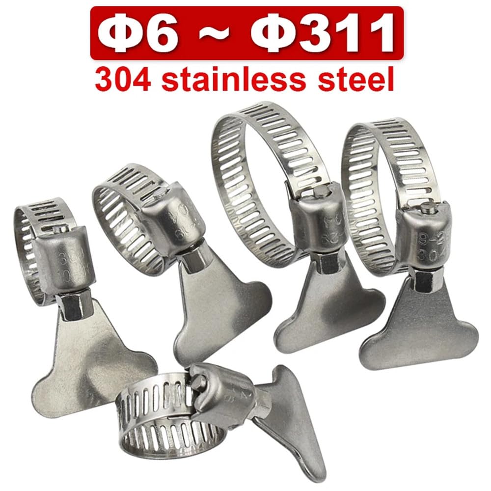 Morsetto per tubi dell'acqua in acciaio inossidabile 304, morsetto per trachea, morsetto di bloccaggio fisso con maniglia, anello per gola, anello per tubi a torsione manuale, tubo per olio, 270, 292
