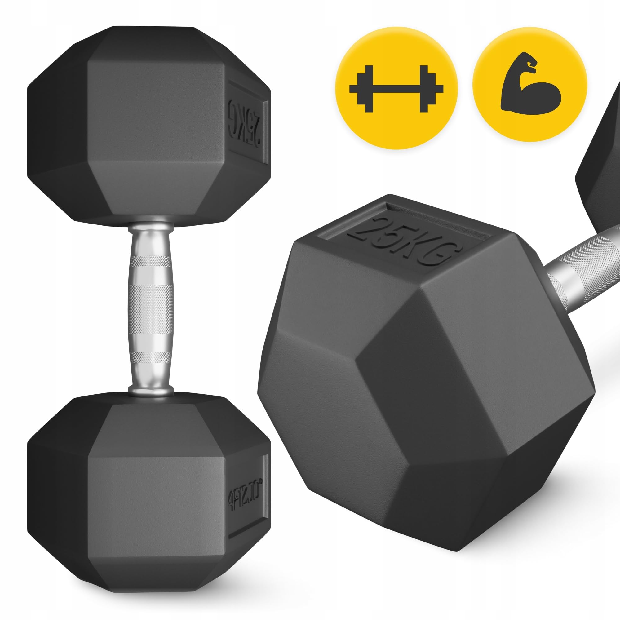 HANTLA OBCIĄŻENIE ŻELIWNY GUMOWANY HANTEL HEX SOLIDNY WYTRZYMAŁY 25 kg