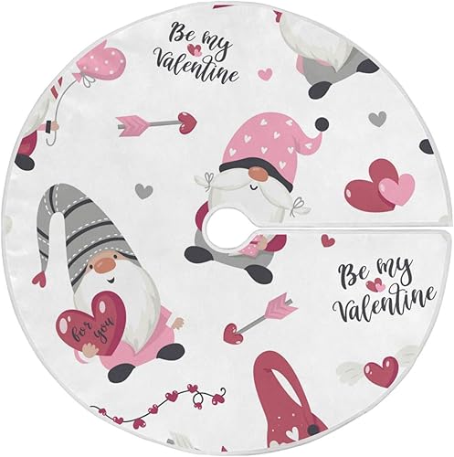 Kigai Falda de árbol de Navidad de gnomos del día de San Valentín, 36 pulgadas, tapete grande para árbol de Navidad, adornos de Navidad para