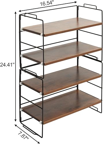 Miniatura 3 de KATHY&BOB Organizador de escritorio de madera, juego de 2, estante organizador de escritorio, estante de almacenamiento de suministros de escritorio