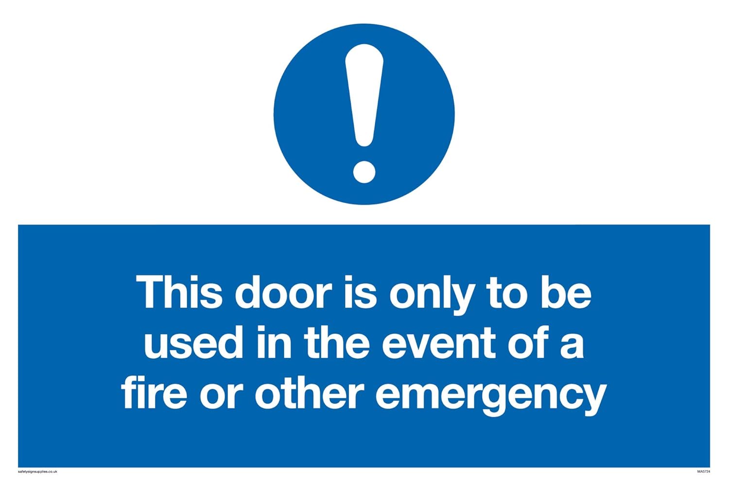 Viking Signs MA5724-A5P-V This Door Is Only To Be Used In The Event Of A Fire Or Other Emergency Sign, Vinyl, 200 mm H x 150 mm W