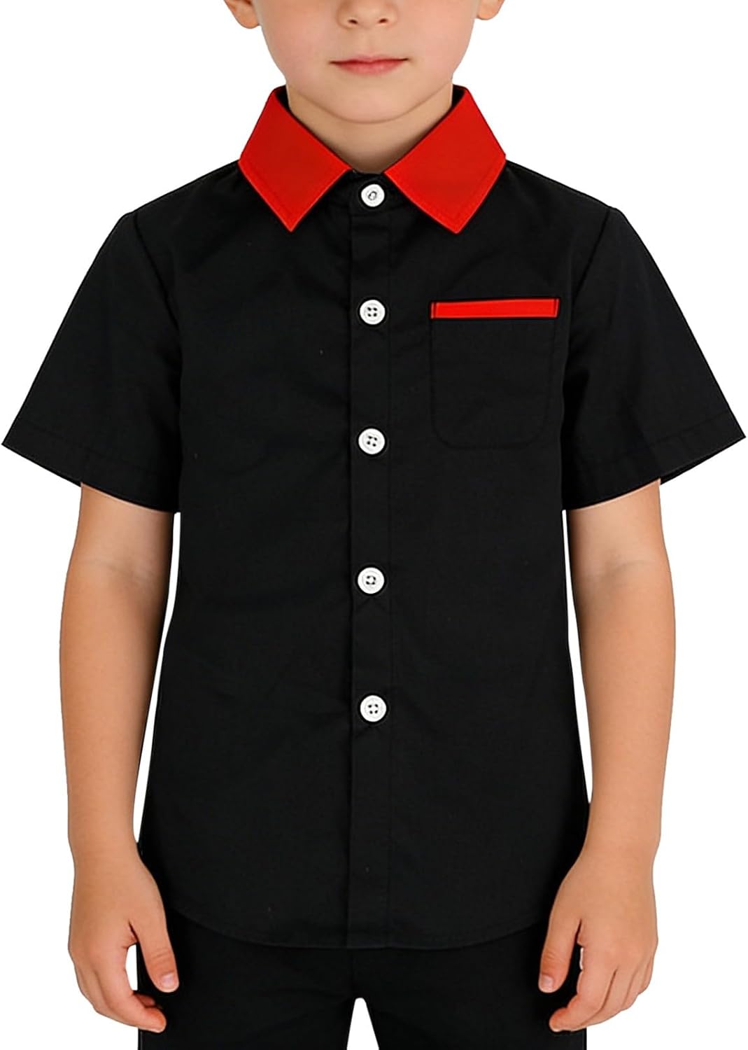 Boys Casual Shirt Summer Collared Short Sleeve Polo Tops Button Down Loose Lightweight Breathable Short Blouse Teen