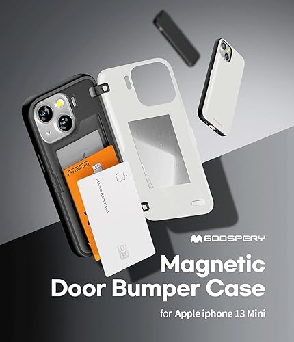 Miniatura 2 de GOOSPERY Parachoques magnético para puerta compatible con iPhone 13 Mini, funda tipo cartera con tarjeta, cierre automático de fácil imán,