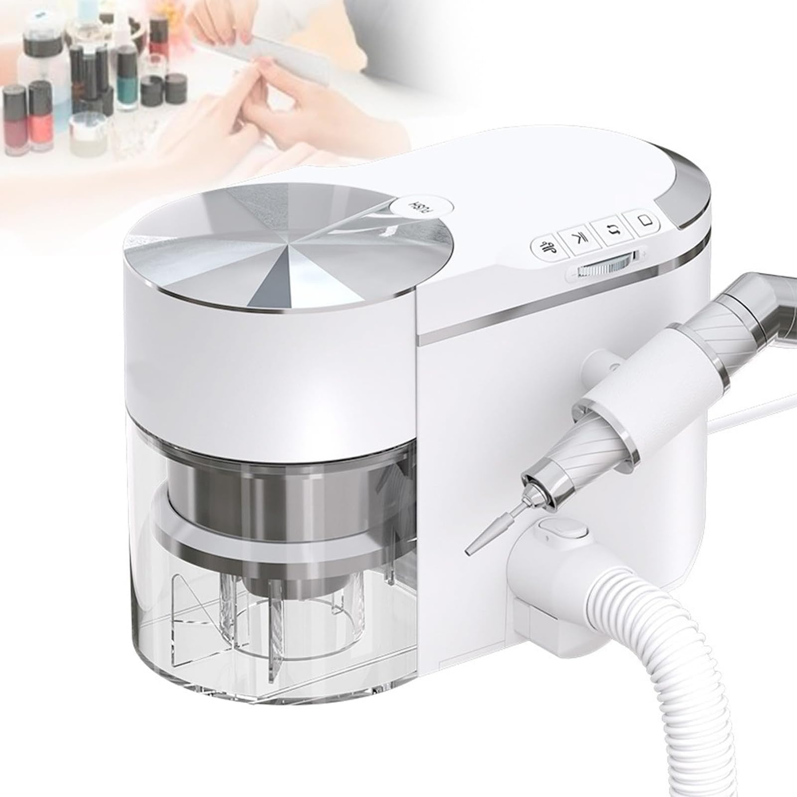 LSRFXF Electric Drill and Dust Collector Polisher, Electric Nail File with Vacuum and Nail Drill Dust Collector Machine, 30000 RPM High Speed, ≤68dB Low Noise, Brushless Nail Drill with Suction