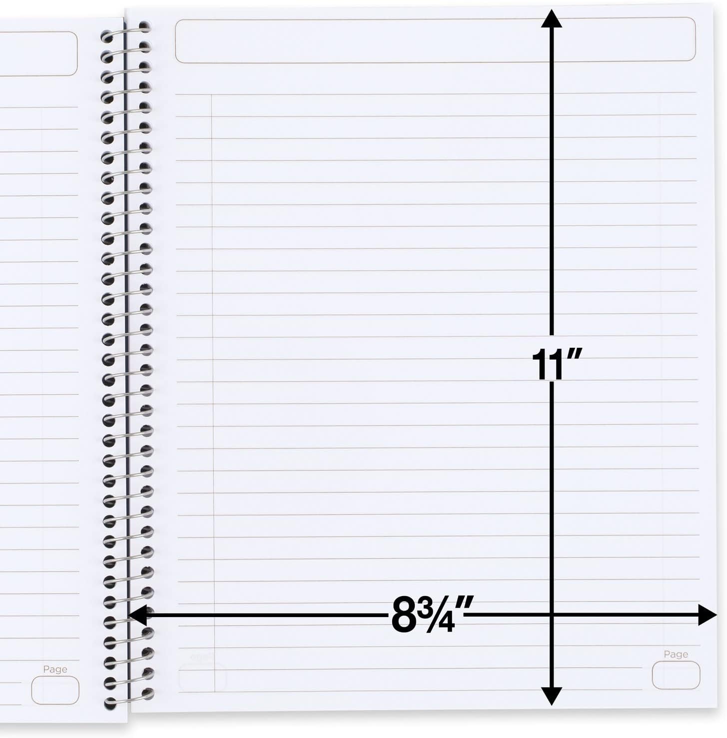 Five Star Interactive Notetaking Spiral Notebooks, 3 Pack, 1-Subject, Wide Ruled Paper, 11" x 8-1/2", 100 Sheets, Assorted Colors (920002-ECM)