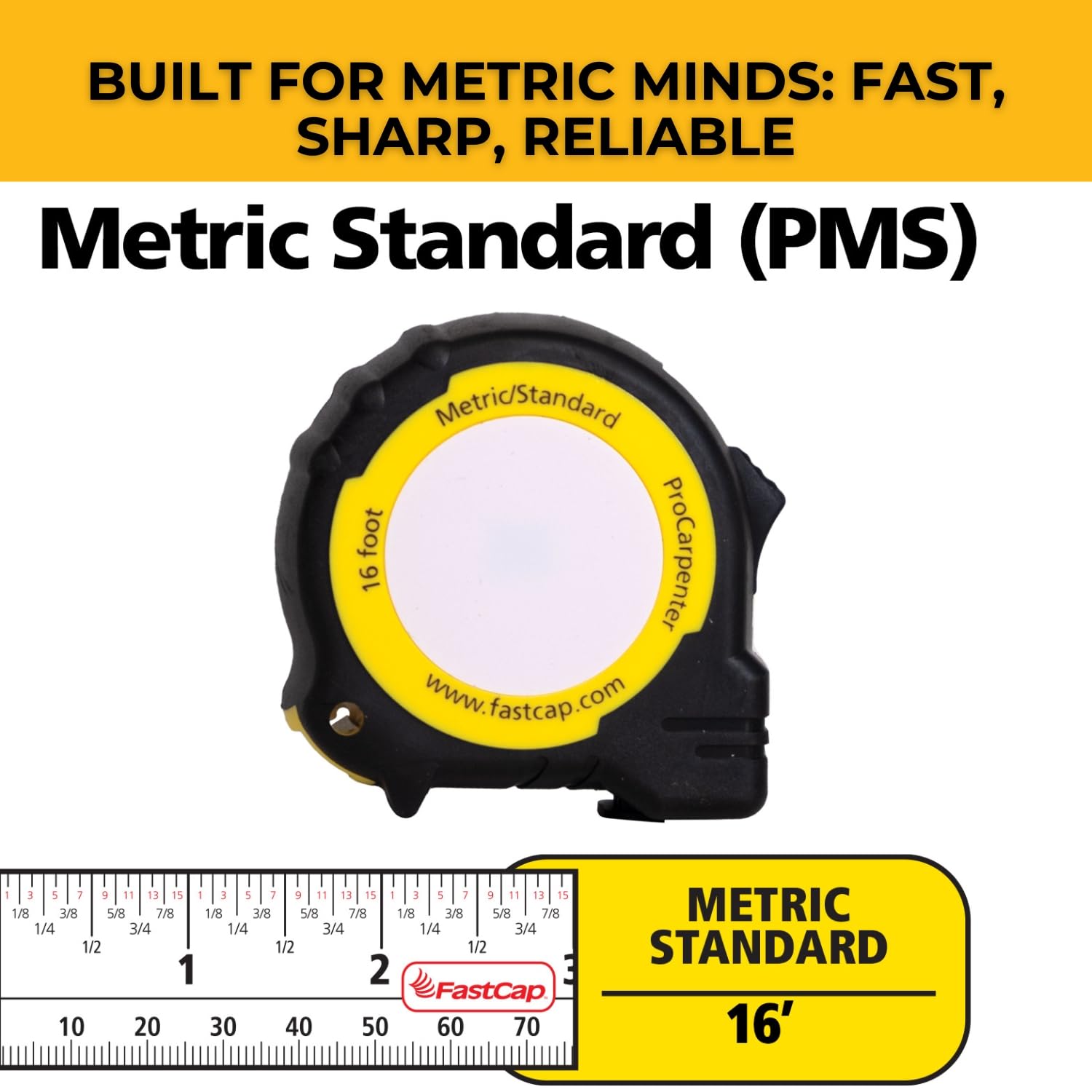FastCap PMS-16 ProCarpenter 16' Metric/Standard Measuring Tapes, 5-Pack