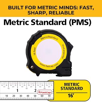 FastCap ProCarpenter Metric/Standard Tape Measure, 16-Feet | Features Metric & Standard Markings, Built With AutoLock Mechanism