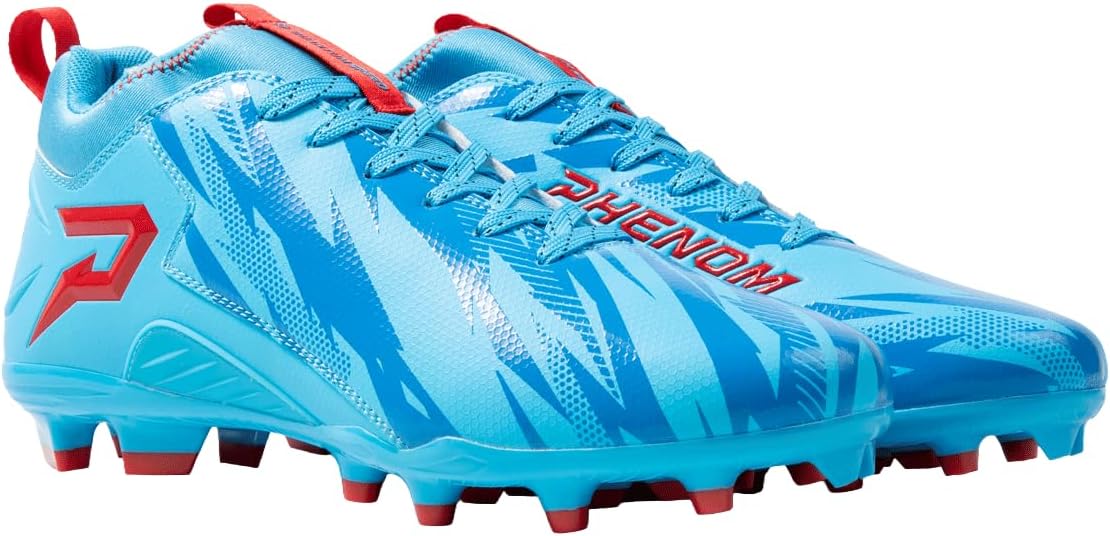 Phenom Elite Quantum Speed Football Cleats Kool-Aid Mixed Berry | Lightweight, High Traction, Speed Cleats | Columbia Blue Red | Youth & Adult