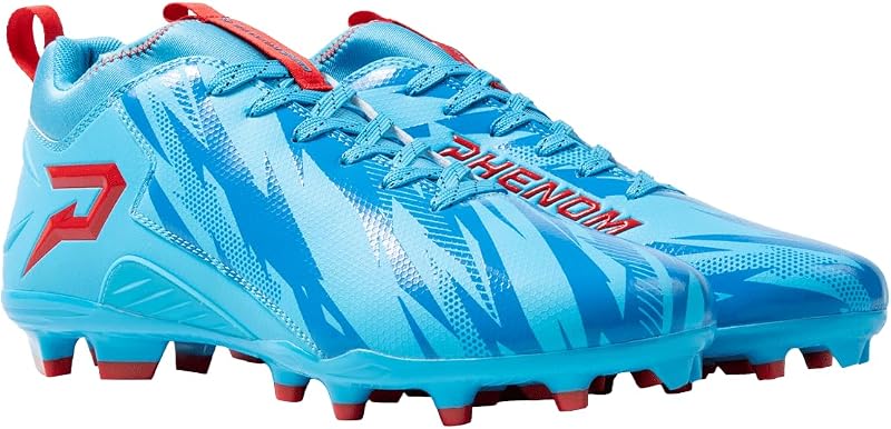 Phenom Elite Quantum Speed Football Cleats Kool-Aid Mixed Berry | Lightweight, High Traction, Speed Cleats | Columbia Blue Red | Youth & Adult