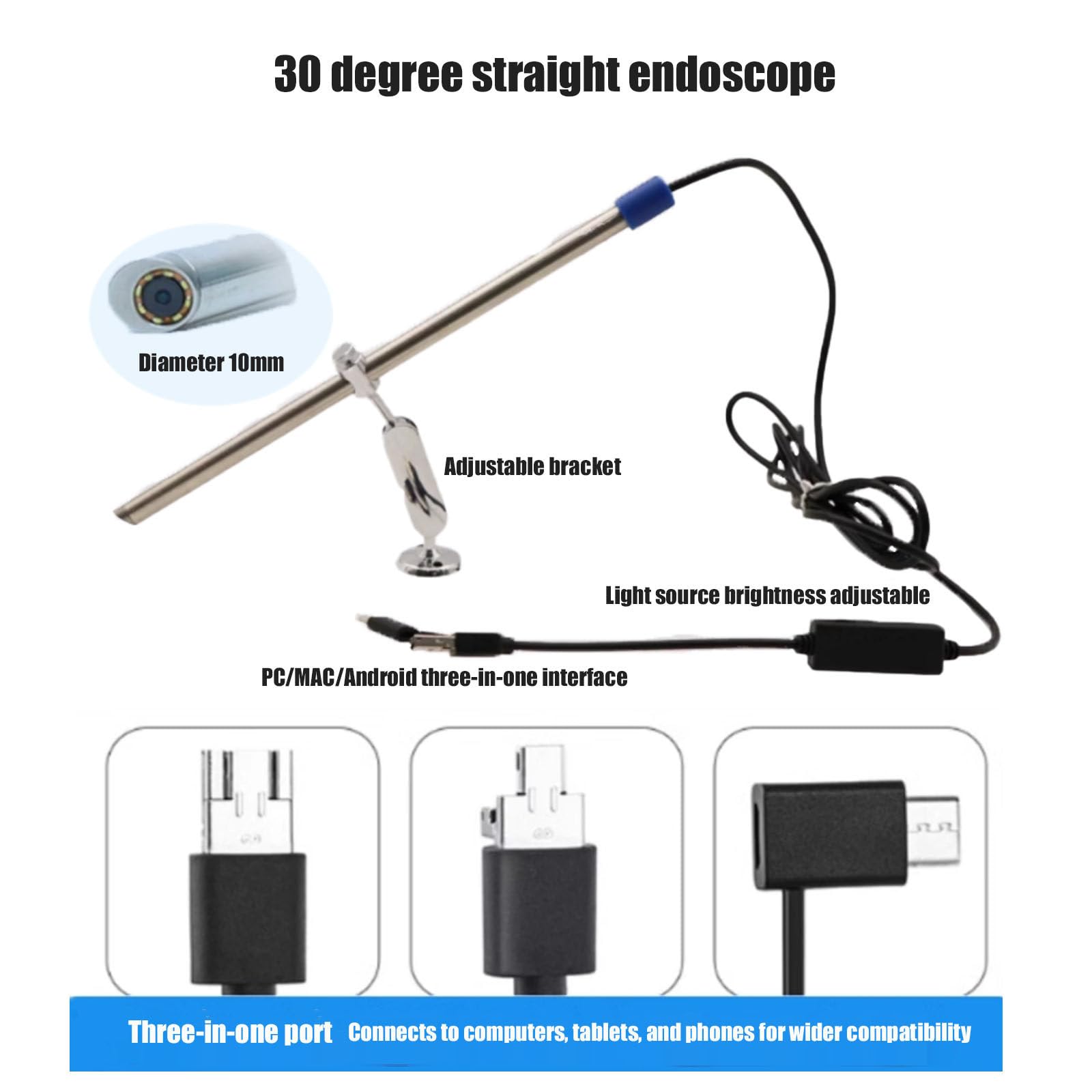 Szkolenie laparoskopowej chirurgii jamy brzusznej, 10 modułów, zestaw do nauki laparoskopowej, akcesoria do sprzętu do nauki, kamera 30°/0° 30°Endoscope-10Modules+2Instruments