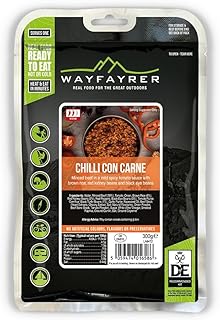 Camping Food 300g Ready to Eat, Hot or Cold, Meal Pouch | Duke of Edinburgh Recommended Kit | Camping, Hiking, Fishing and Outdoor Adventures (Chilli Con Carne & Rice)