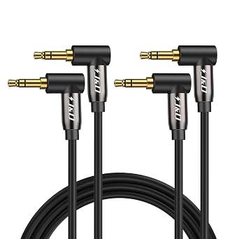 J&D 3.5mm Aux Cable 6ft 2 Pack, Gold Plated 3.5mm Male to Male Stereo Audio Aux Cable 90 Degree Right Angle Compatible for iPhone, Galaxy, Headphone, Car, Speakers and All Other Devices