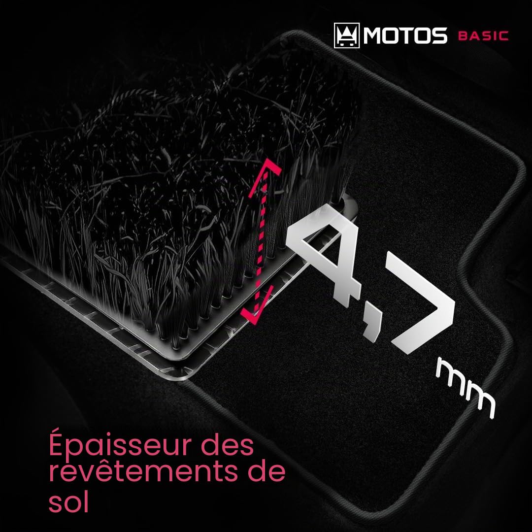 MOTOS Basic Tapis voiture en velours destiné à Opel Adam 2013-2019 - Basic, Matériau, Rouge - Découvrez un nouveau confort de conduite avec un jeu de tapis de sol voiture en velours pour votre tapis d
