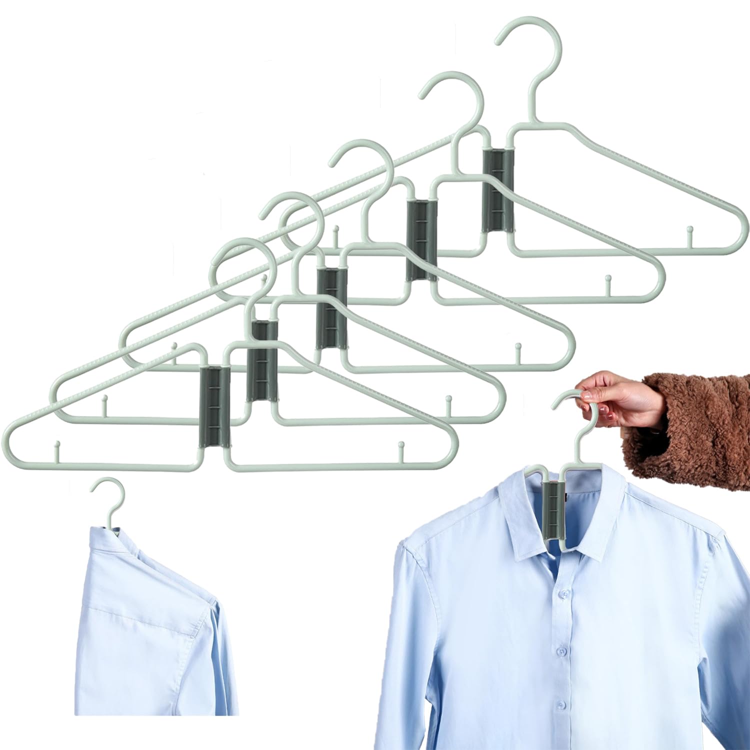 Perchas de viaje portátiles para ropa, paquete de 5 perchas plegables que ahorran espacio, perchas versátiles y plegables para toallas y clips para pantalones para una fácil colocación