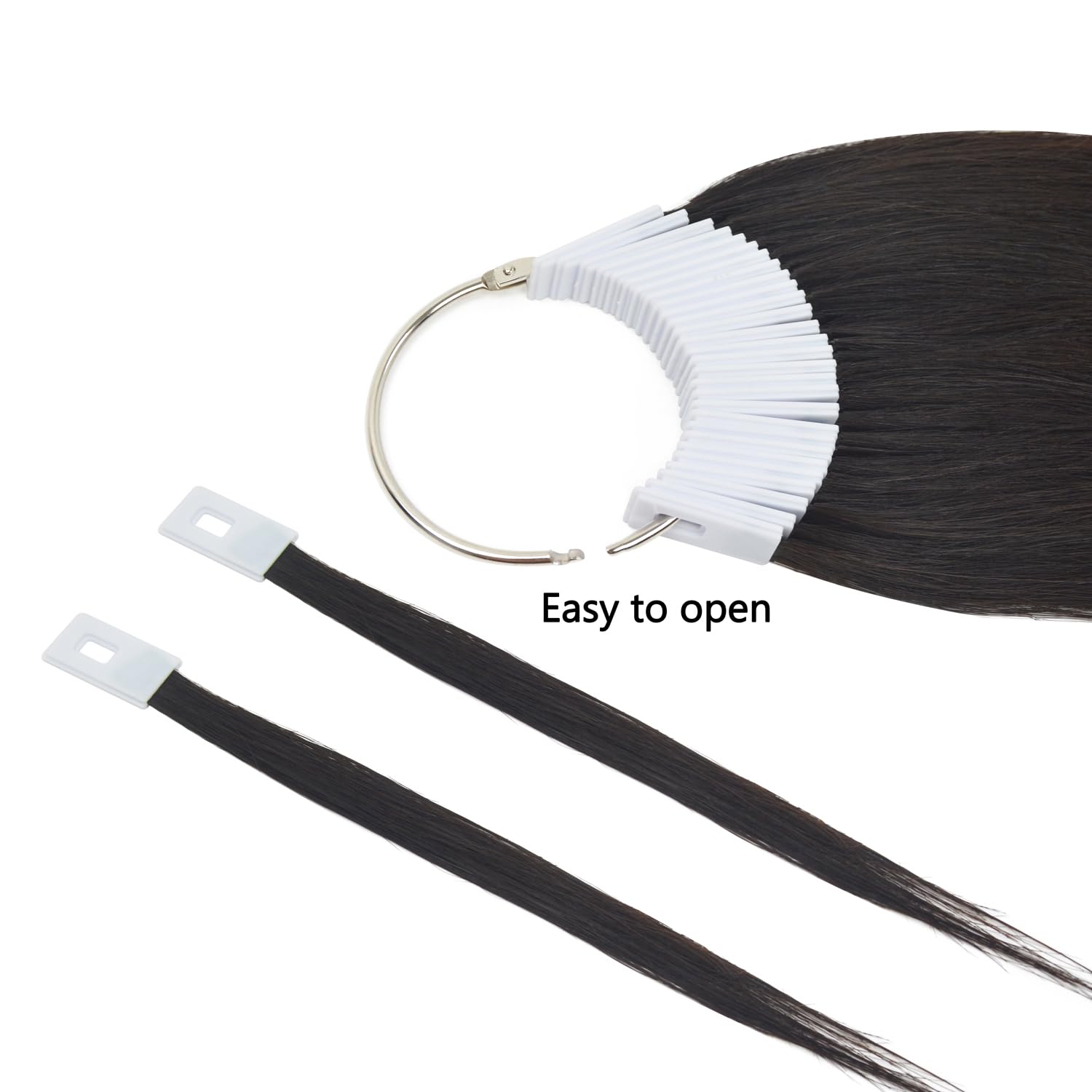 30 pcs 8 Inch Human Hair Swatches Testing Color Samples Rings for Hair Extensions Salon Hair Color Chart (Black) - Image 2