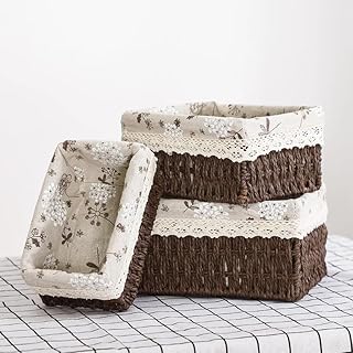 سلة تخزين مكتبية من Next Store من الخيزران بتصميم منسوج أنيق لتنظيم مستحضرات التجميل والمفاتيح والوجبات الخفيفة، متعددة الاستخدامات للطاولات والمكاتب وغرف المعيشة – (بني)