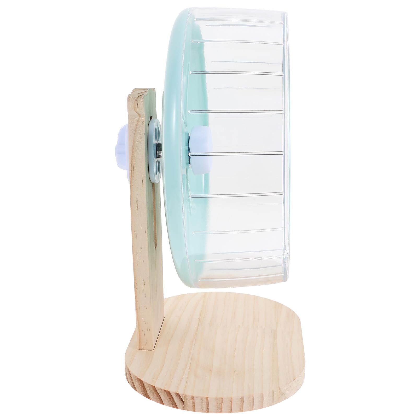 Kisangel Rueda de Ejercicio para Hámster y Erizo 20 Cm Silenciosa Soporte de Madera Verde, Rueda Estable para Rata y Chinchilla, Juguete Interactivo para Mascotas Pequeñas