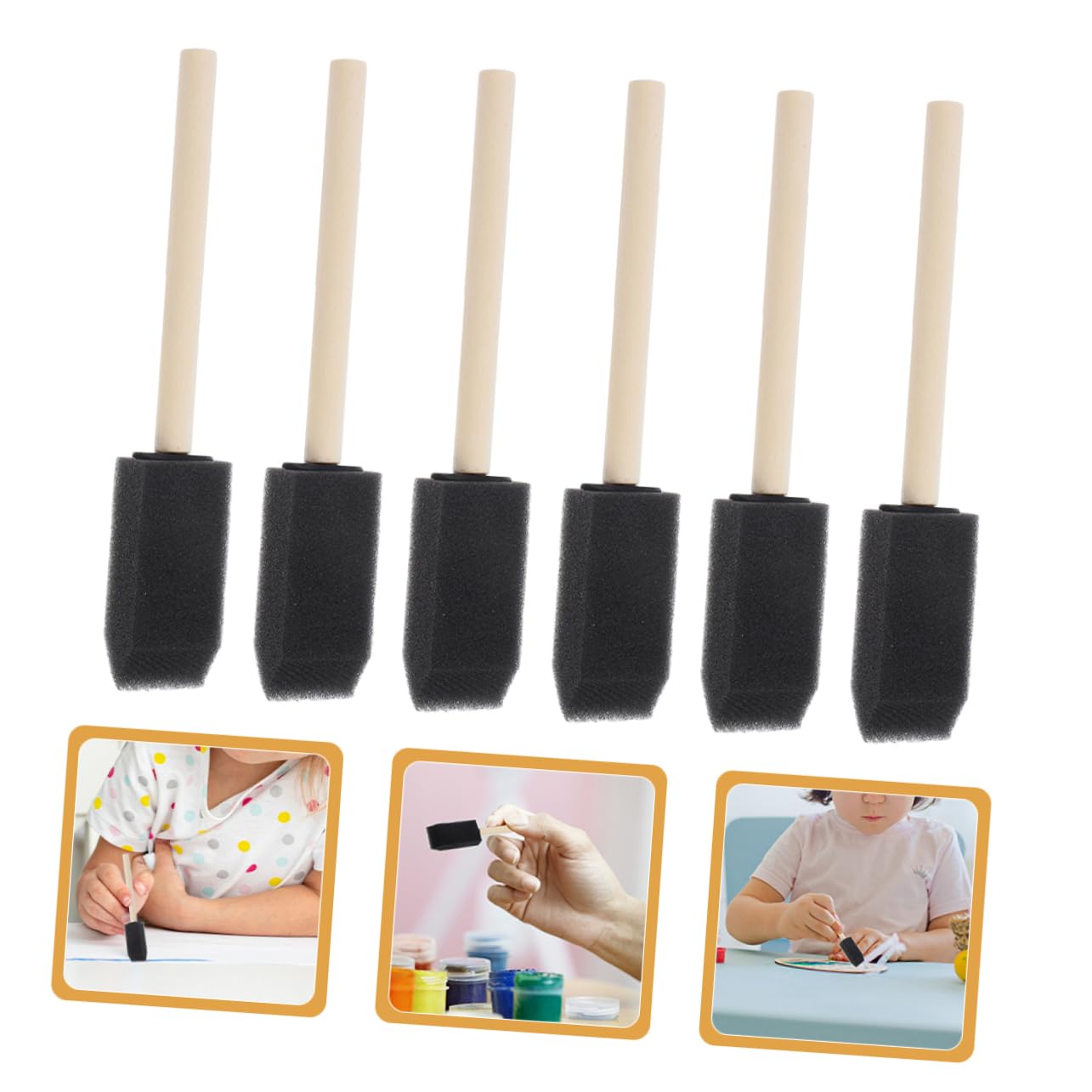 SOESFOUFU 18PCS Foam Painting Sponges with Wood Handle Versatile Painting Supplies for Acrylics Crafts Creative Projects for Drawing Various Surfaces