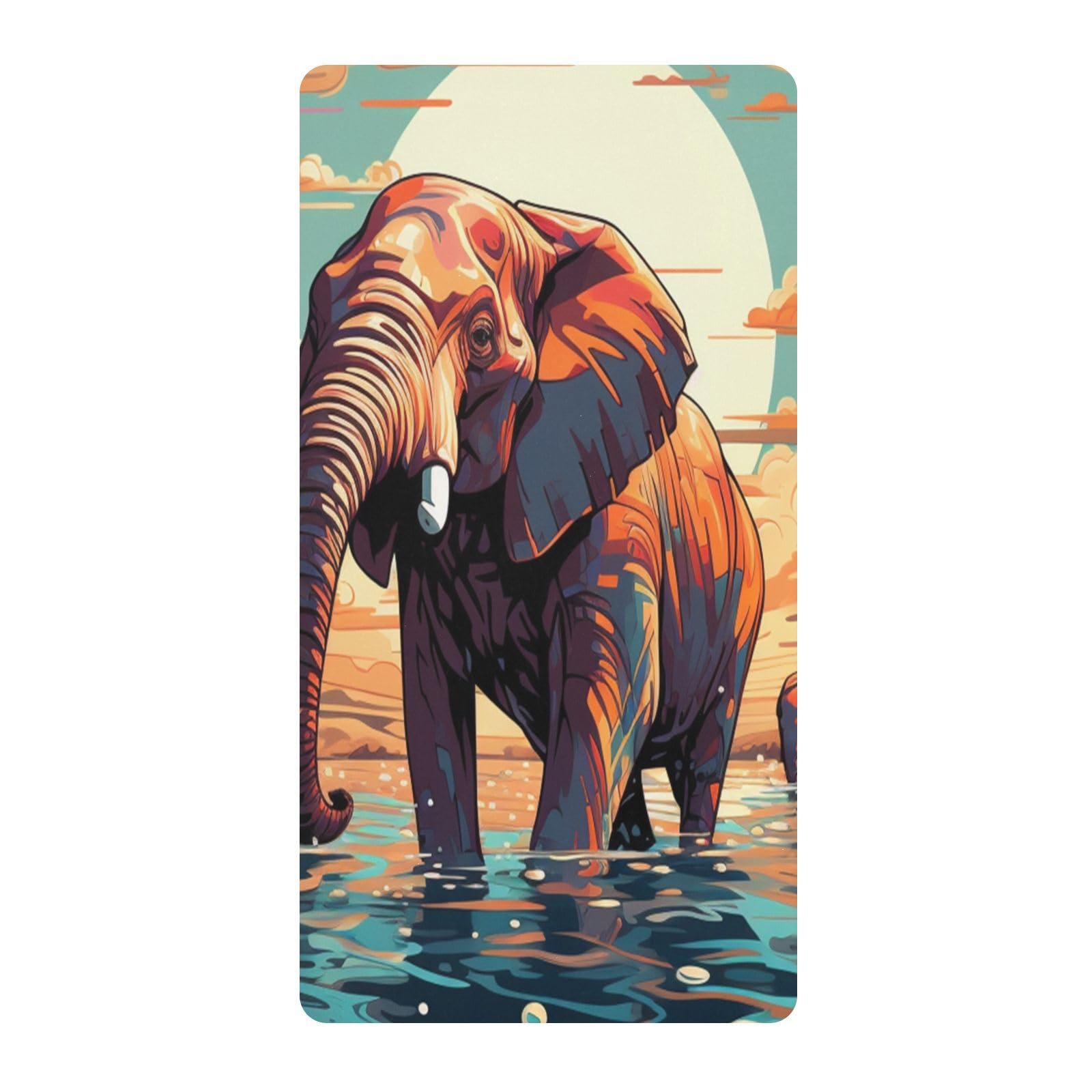 Colorful Elephants Sunset Art Toddler Crib Sheet Soft Cotton Baby Play Sheets Fitted for Mattress Playard