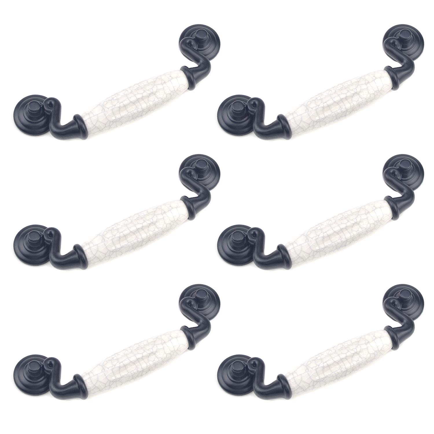 Geesatis 6 Pack Vintage Cabinet Pulls, PremiumZinc Alloy and Ceramics Handles for Home Decoration, Kitchen Cabinets, Drawers, Dressers, Cupboards (4.5