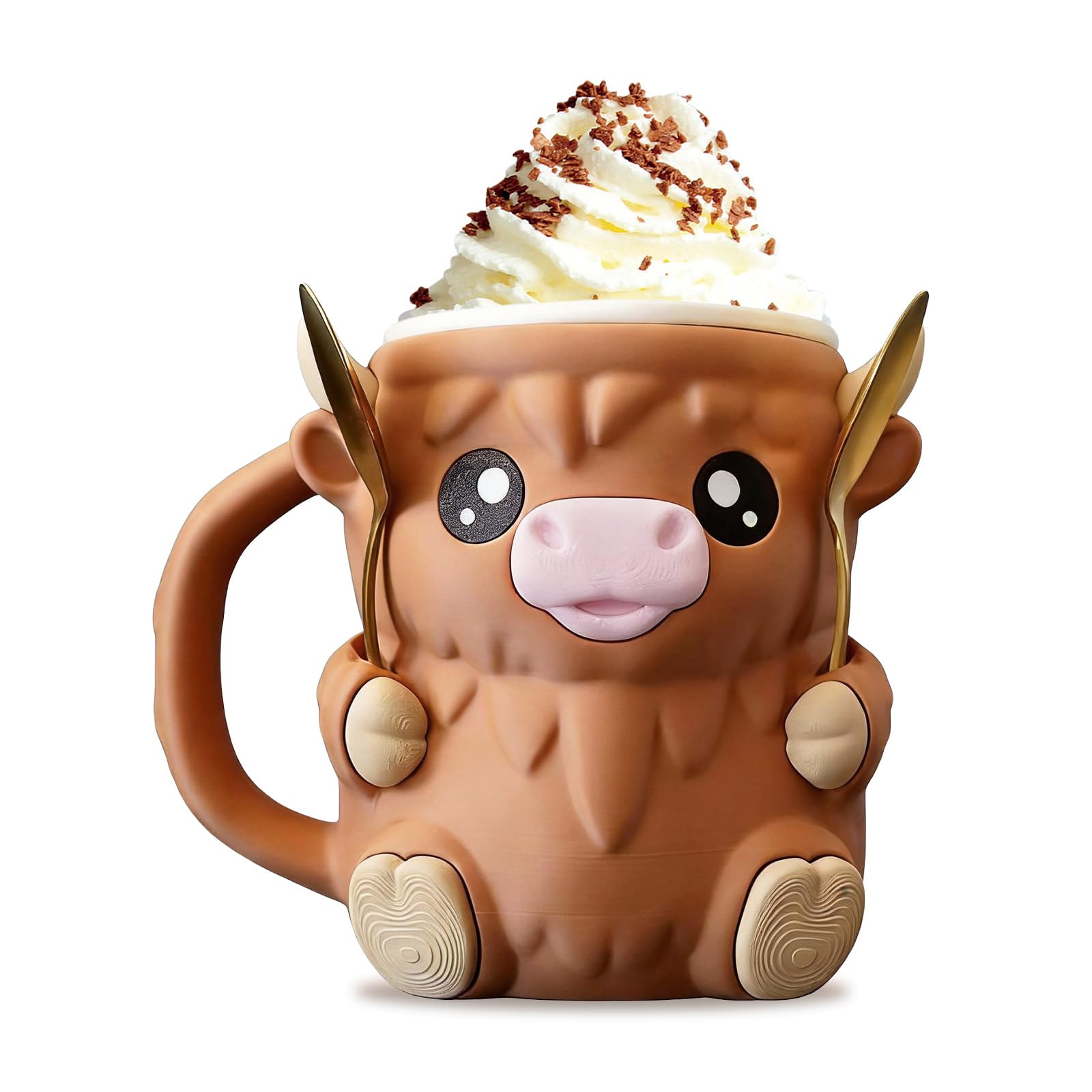 Foonary Highland Cow - Supporto per bicchiere da gelato in PLA, moderno e minimalista, ideale come regalo personale per amici e colleghi