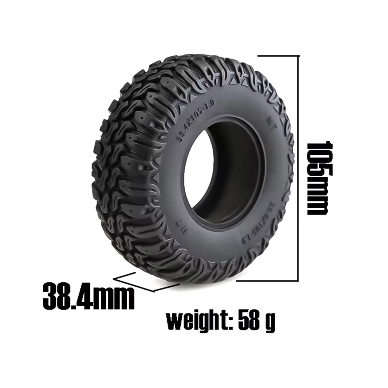 Neumático RC Compatible con TRX4 D90 para Axial SCX10 II III para Redcat 4 Piezas 105 MM 1.9 Neumáticos De Goma Rueda 1/10 RC Crawler Car