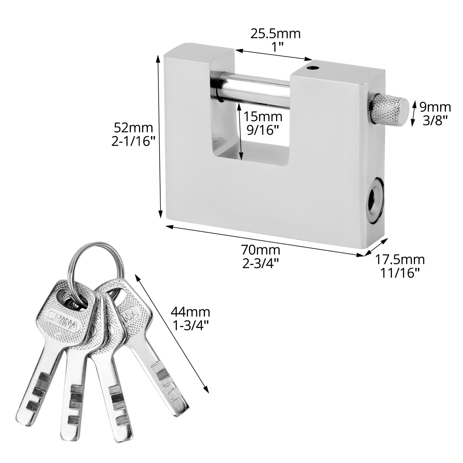 QWORK® Candado Resistente, 70 mm Candados con 3 Llaves, Candados Impermeables para Exteriores, para Cobertizo, Cadena, Puerta, Garaje, Contenedor