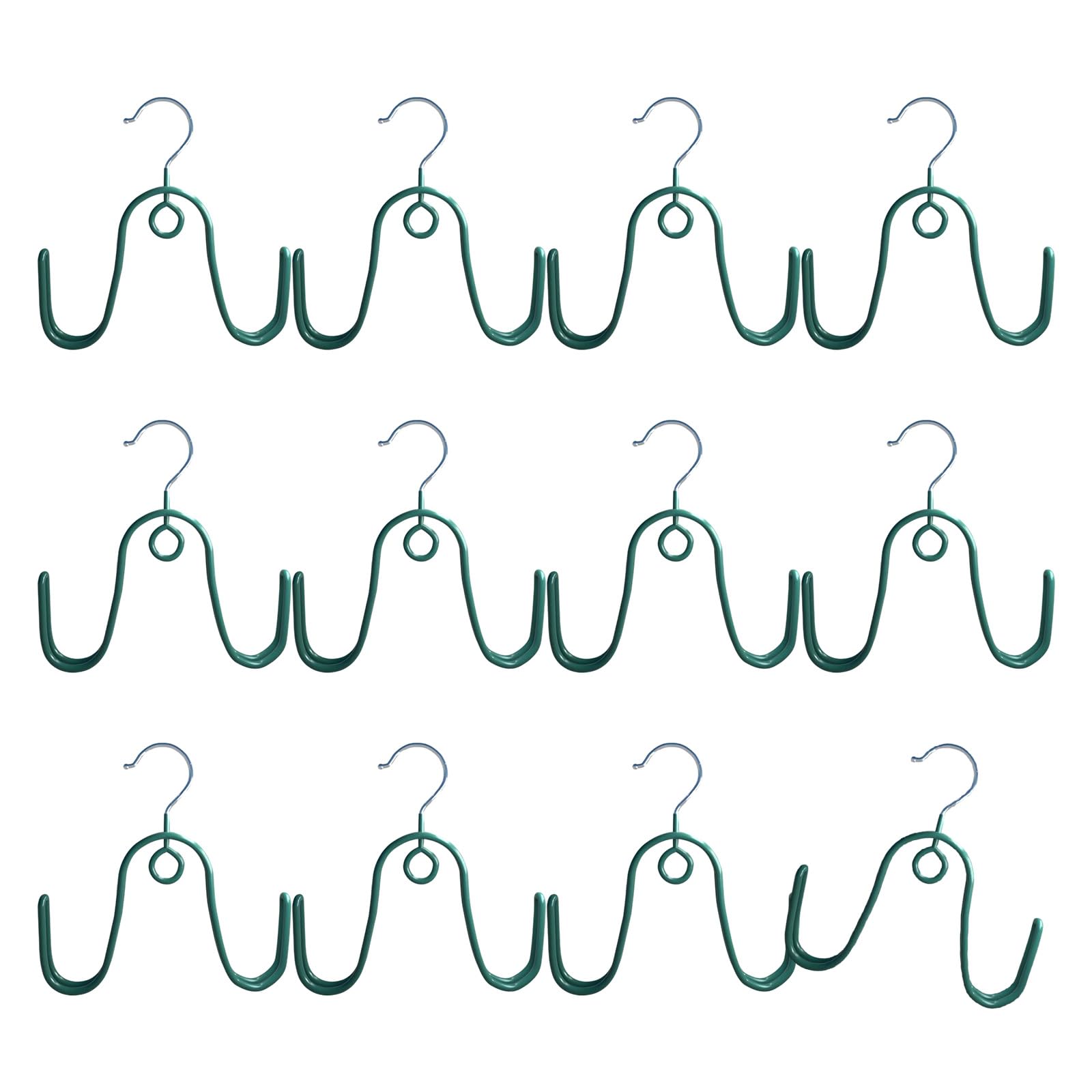 Tsophreniq Dark Green 12Pcs Double Hook Shoe Hanger Set Stainless Steel Organizers For Closet Laundry Room Entryway And Balcony Use Shoe Organizers