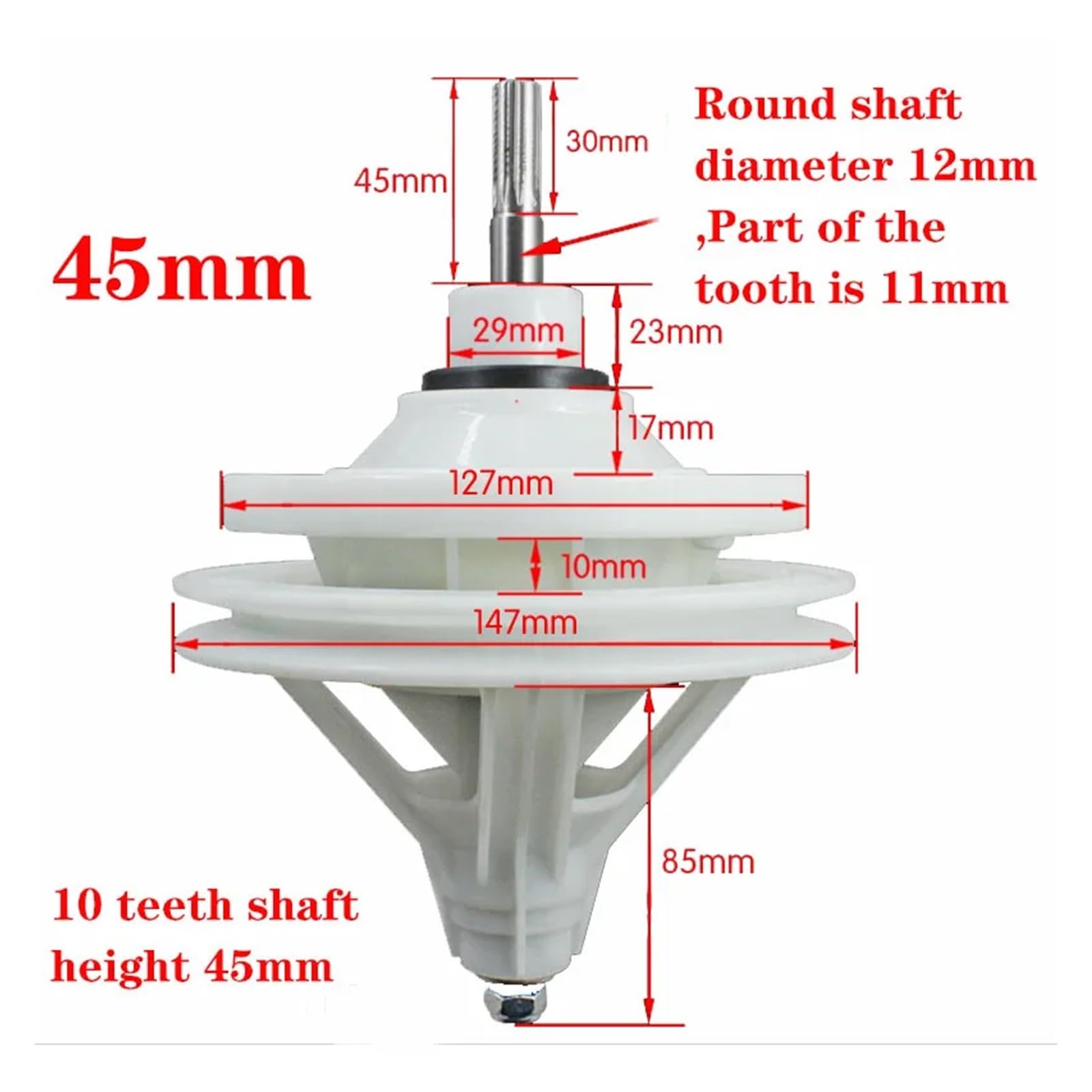 Embrague Reductor De Motor De Caja De Cambios Reductor De Lavadora Universal - Pieza De Reparación De Electrodomésticos For Lavadoras(10 teeth 45mm)