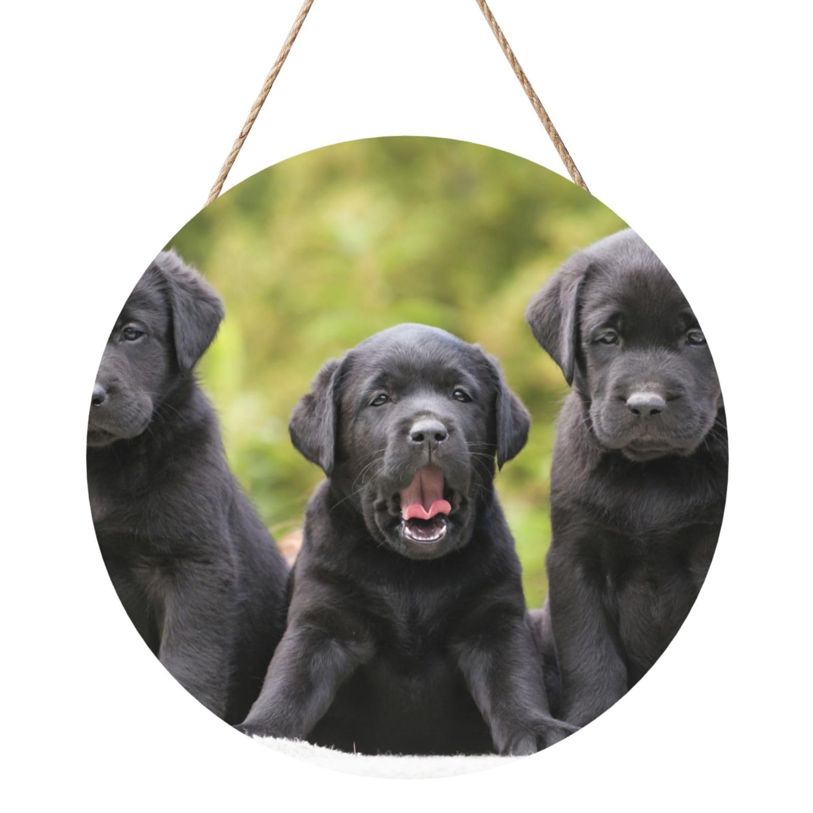 InOmak Labrador Retriever Dog Print, Round Wood Panel Painting 12 in, Wall Hanging Painting For Home
