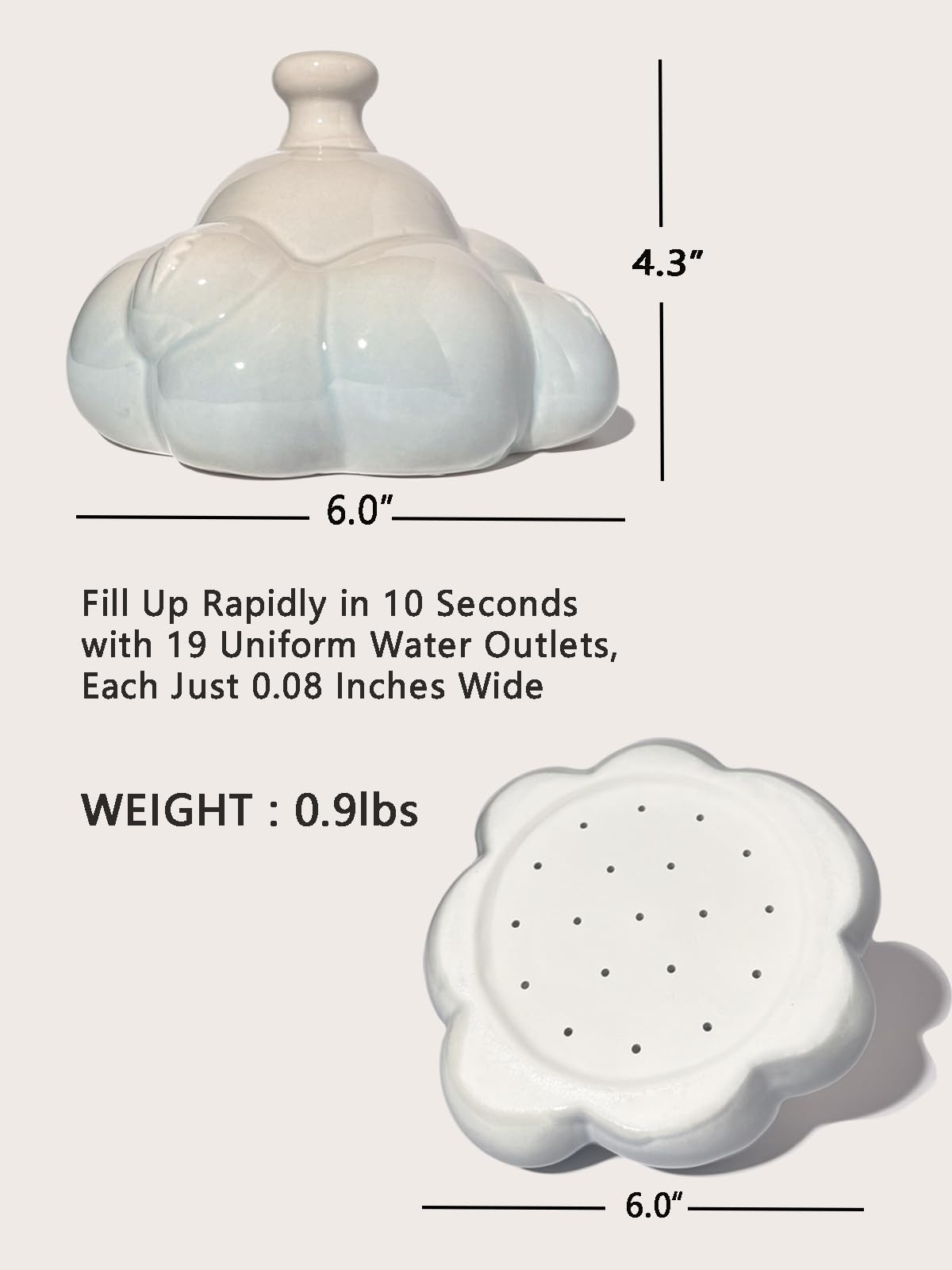 Joli arrosoir en céramique pour plantes d'intérieur et d'extérieur, arrosoir de pluie, nuage, cloche, petit arrosoir pour décoration de jardin