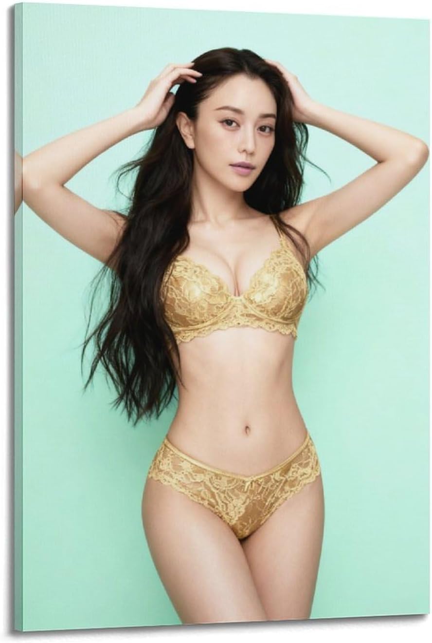 蛯原友里エレガントポスターベッドルーム リビング ルーム装飾壁画吊りキャンバス12x18inch(30x45cm)