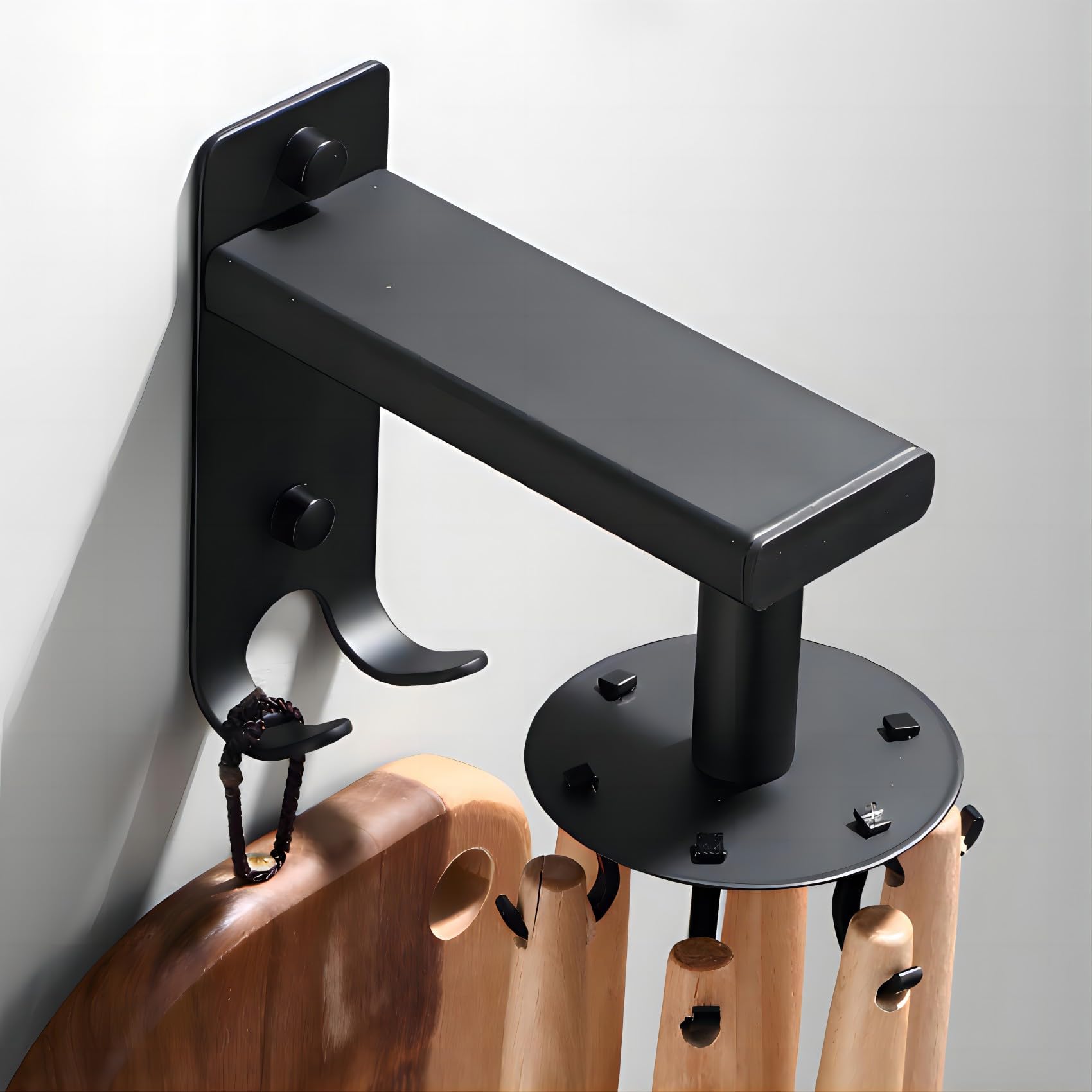 Self Adhesive Kitchen Utensils Holder Wall Mounted Cooking Utensil Rack for Hanging Pots and Pans Storage Spatula Spoon Rail Hanger Organizers with 8 Removable Hooks & 2 Heavy Duty Hooks