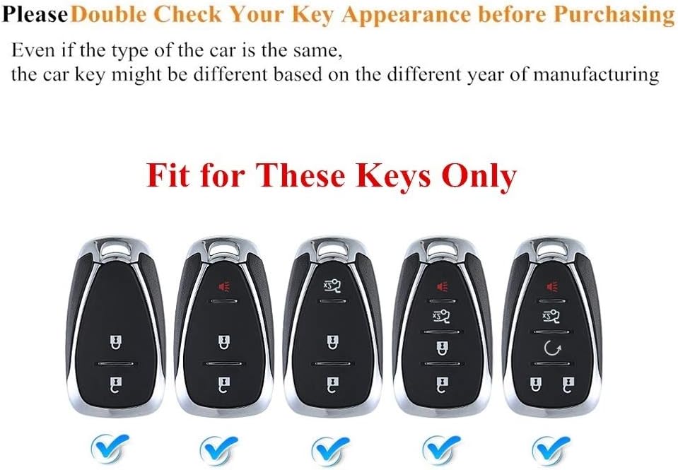 Mofei Key Cover Fob Shell Case TPU Protector Holder with Key Chain Compatible with Chevrolet Chevy 2020 2019 2018 2017 2016 Malibu Camaro Cruze Traverse Volt Bolt Remote Keyless Entry (Black)
