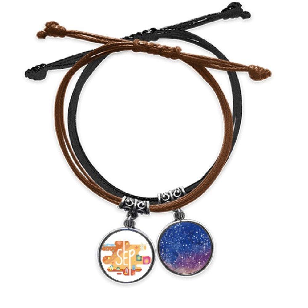 Pulsera de cuero para el día a día con diseño del cielo de septiembre en cuerda fina 3