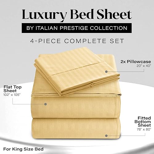 Vista 13 de Elaine Karen Juego de sábanas Queen – Sábanas de 4 piezas a rayas tamaño Queen – Juego de sábanas de bolsillo profundo suave y refrescante – Ropa