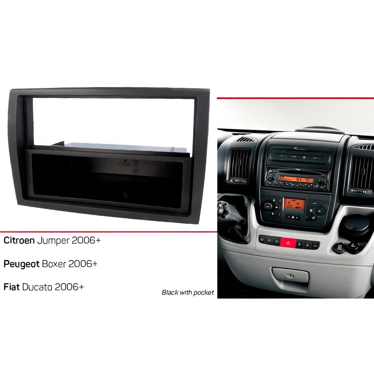Sound-way Kit Montaggio Autoradio, Mascherina 1 DIN, Adattatore Antenna, Chiavi di Smontaggio, compatibile con FIAT Ducato, Citroen Jumper, Peugeot Boxer 2006-2011