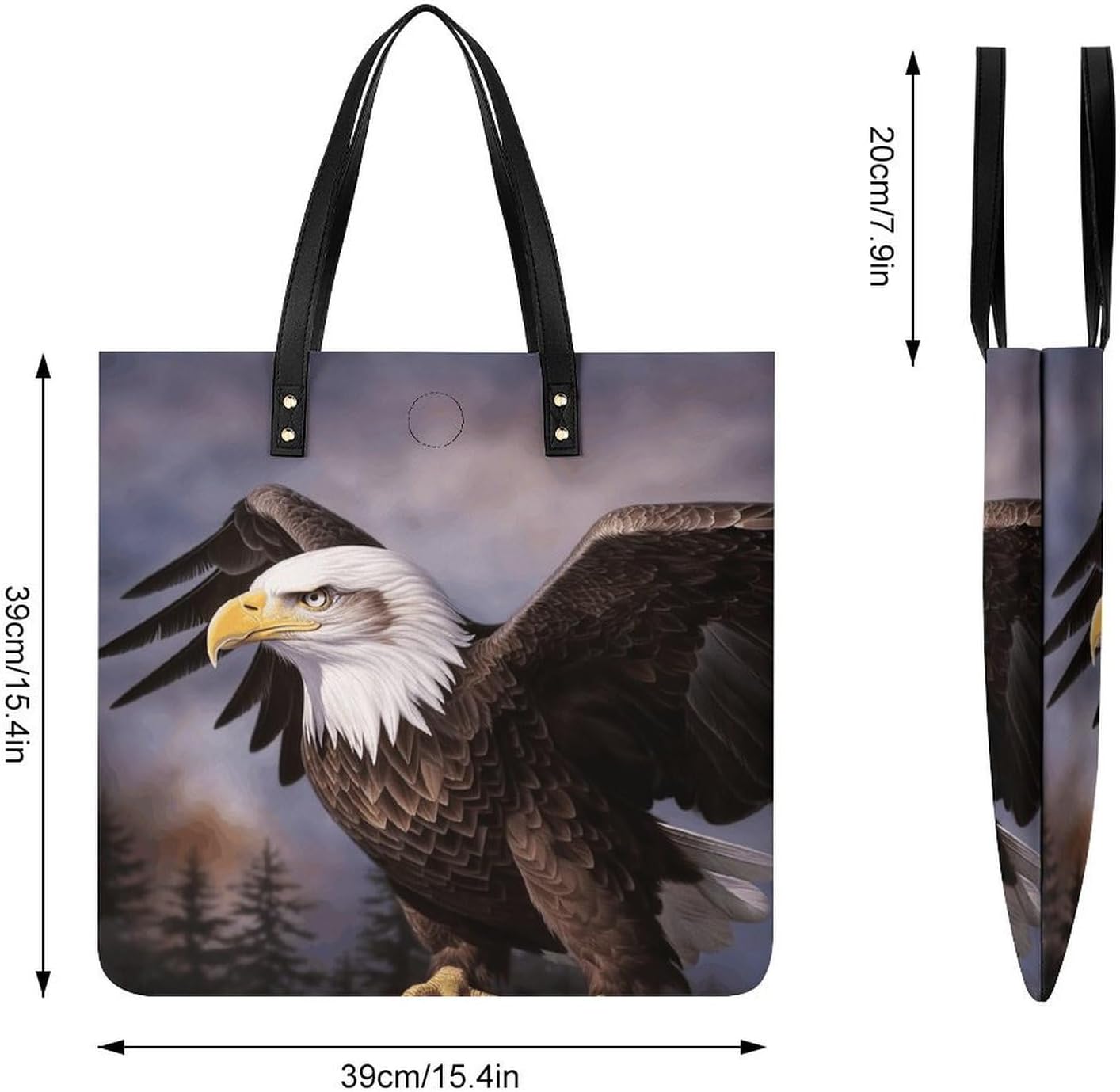 Bald Eagle Tote Bag with Magnetic Buckle Reusable Grocery Bags Lightweight Cross Body Handbag for Daily Essentials
