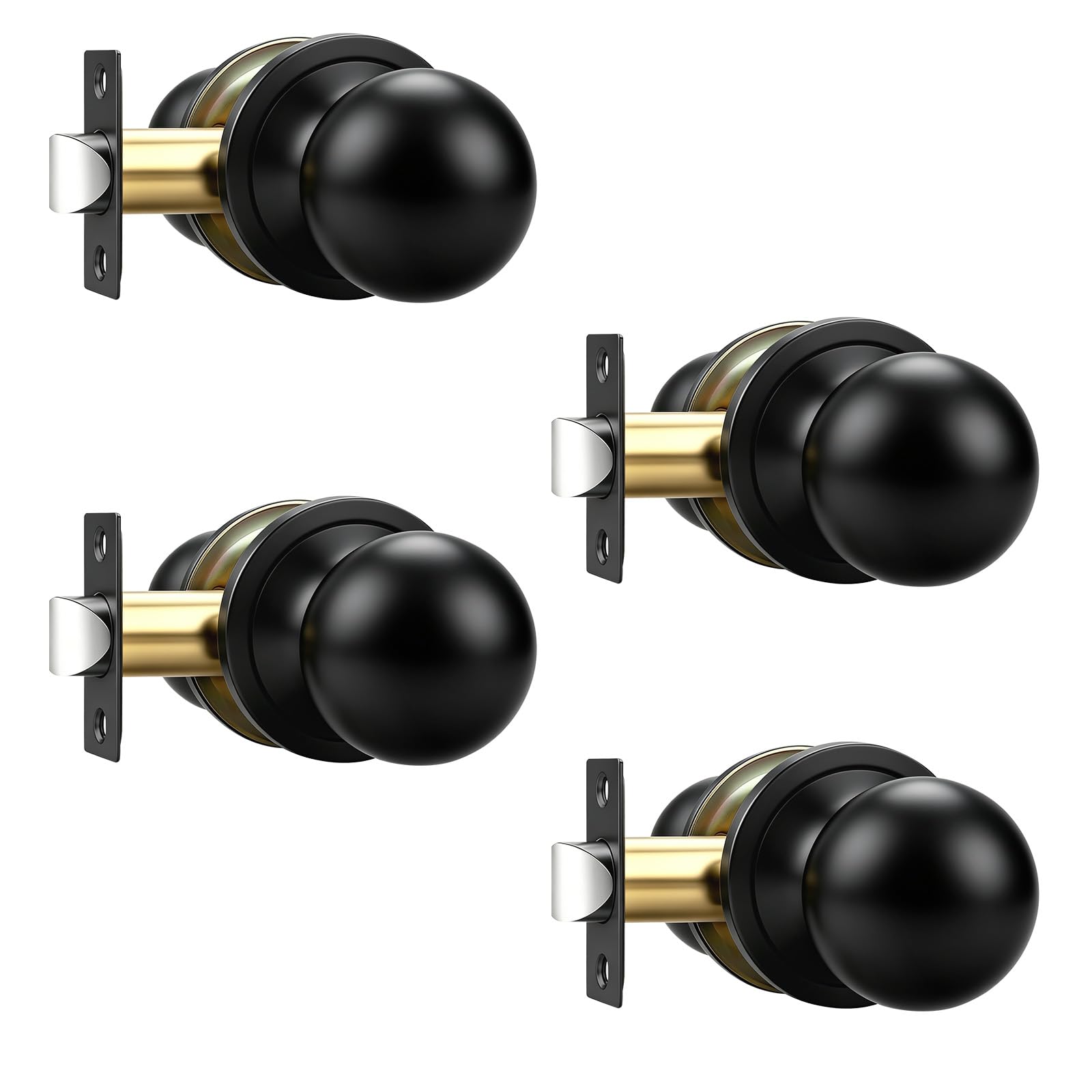 Matte Black Keyed Entry Door Knobs - 2 Pack -27