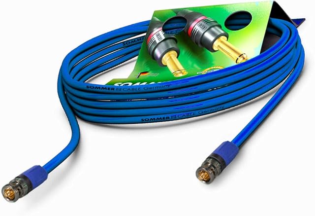 Sommer Cable 5 m 12G 6G 3G SDI Video Cable 4K 6K UHD HD-SDI (HDTV) SC-Vector 0.8/3.7 1 x 0.80 mm² Blue BNC Connector Neutrik - VTGX-0500-BL-BL - 500 cm 16.40 ft