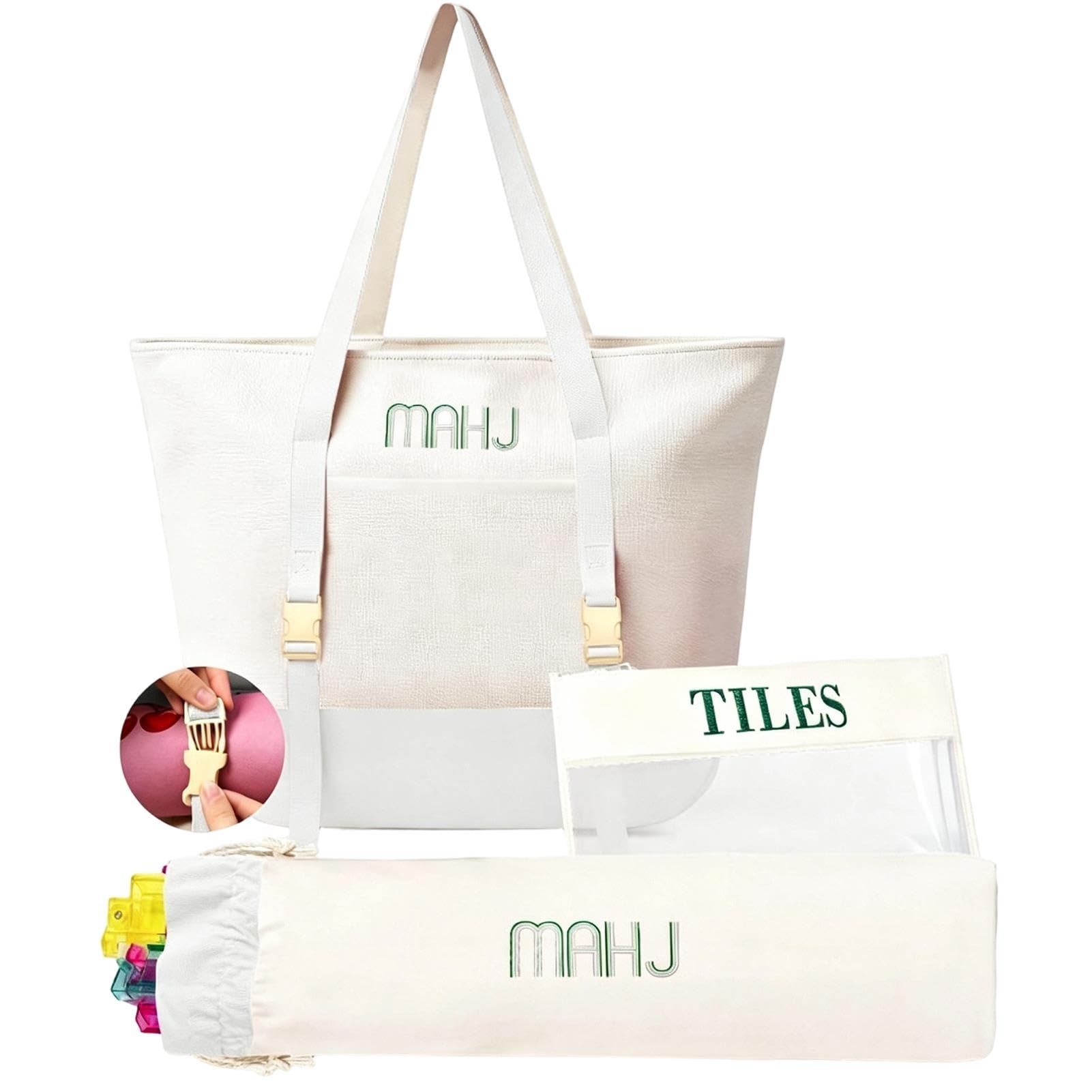 Mahjong-Aufbewahrungstasche, 3-teiliges Set, Für Mahjong-Steine Und Ständer